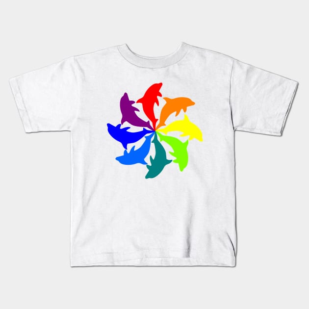 Dolphin Color Wheel Kids T-Shirt by Shrenk